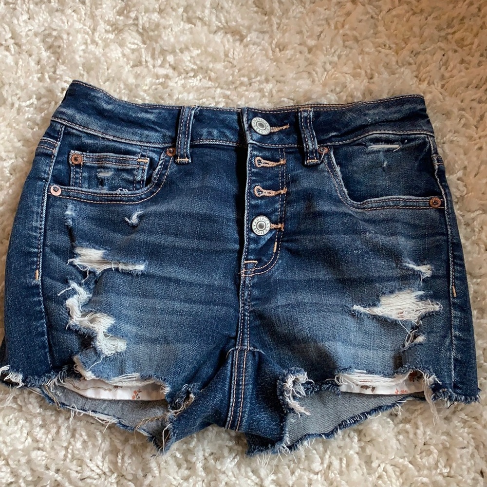 Blue American Eagle ripped shorts size 4
